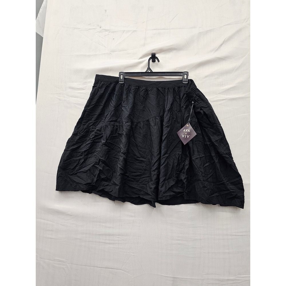 Ava & Viv Womens Tiered Mini Skirt Black Rayon Blend Casual Size 3X